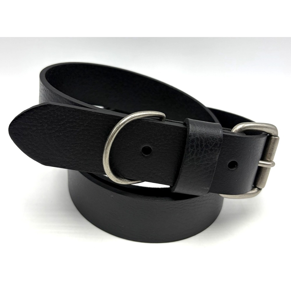 Pebbled Leather Belt Womens X Large Black Classic Minimalist Preppy Capsule